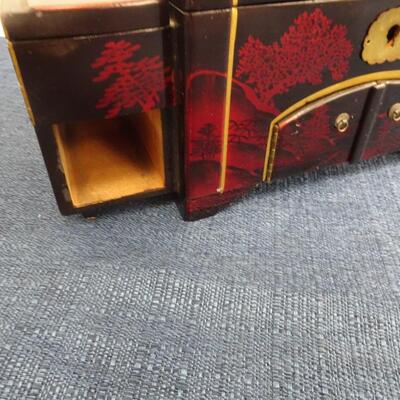 LOT 179. TWO JEWELRY BOXES, ONE MISSING DRAWER