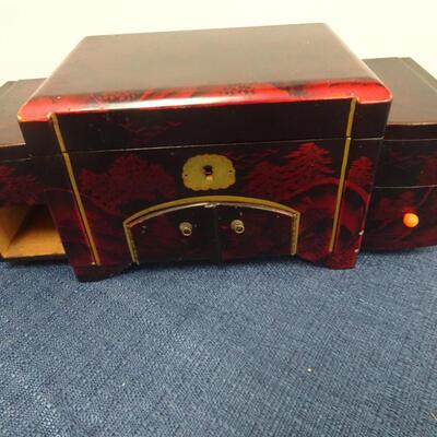 LOT 179. TWO JEWELRY BOXES, ONE MISSING DRAWER
