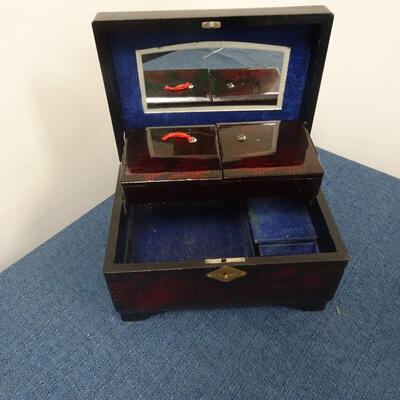 LOT 179. TWO JEWELRY BOXES, ONE MISSING DRAWER