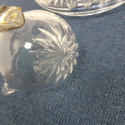 LOT 180 CRYSTAL LIDDED PUNCH BOWL WITH LADLE AND 8 CUPS