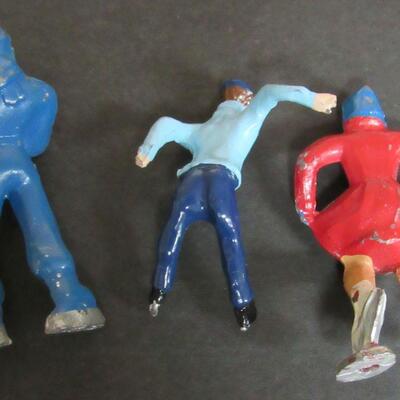 Vintage Christmas Lead Skating Figures and Vinyl Christmas Boot