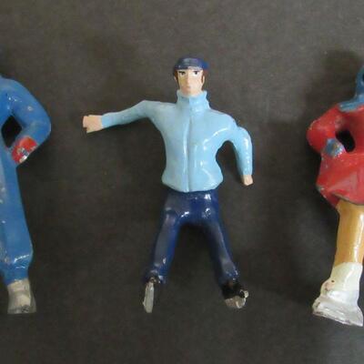 Vintage Christmas Lead Skating Figures and Vinyl Christmas Boot