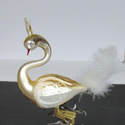 Christmas Lot, Clip on Peacock Ornament, Japan Glass Wreath Ornament, Honeycomb Santa