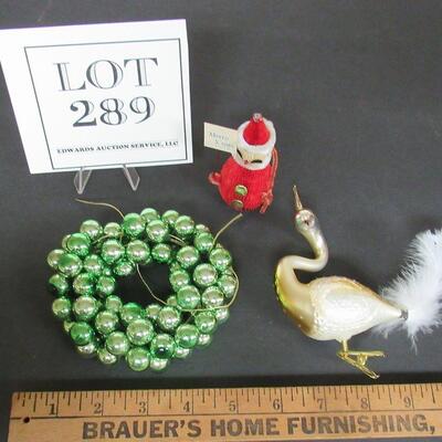 Christmas Lot, Clip on Peacock Ornament, Japan Glass Wreath Ornament, Honeycomb Santa