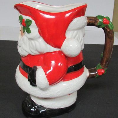 Cute Large Chubby Fitz and Floyd Santa Pitcher, 1978