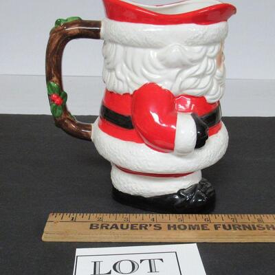 Cute Large Chubby Fitz and Floyd Santa Pitcher, 1978