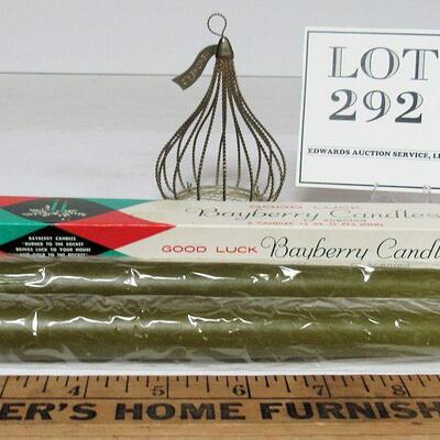 Brass Hershey's Kiss Christmas Ornament and Older Bayberry Christmas Taper Candles