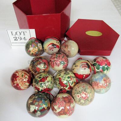 Box of JC Penny Christmas Ornaments, Light Plastic?