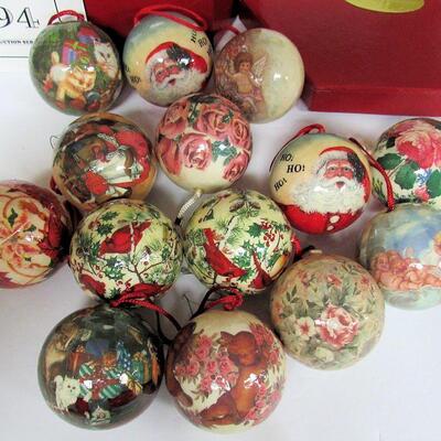 Box of JC Penny Christmas Ornaments, Light Plastic?