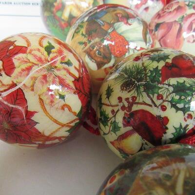 Box of JC Penny Christmas Ornaments, Light Plastic?