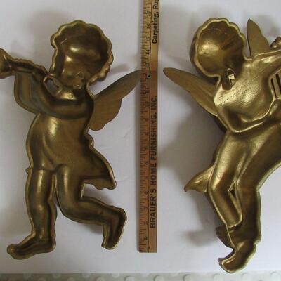 2 Large Size Vintage Syroco Angel Wall Plaques, 1963