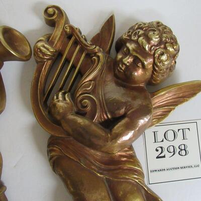 2 Large Size Vintage Syroco Angel Wall Plaques, 1963