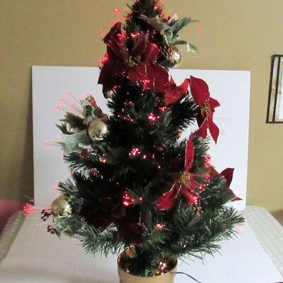 Fiber Optic Smaller Christmas Tree, Works, With Additional Bulb, About 32"