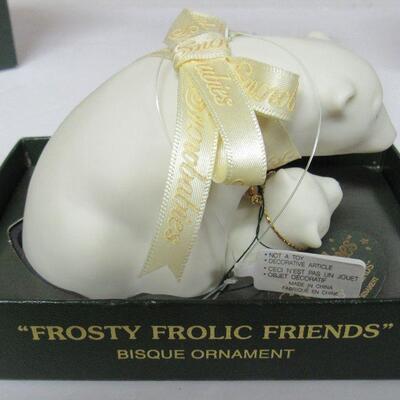 2 Older Dept 56 Snowbaby Pieces: Sign and Polar Bear Ornament