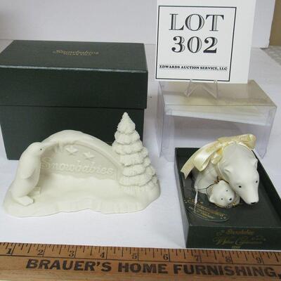 2 Older Dept 56 Snowbaby Pieces: Sign and Polar Bear Ornament