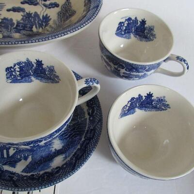 Misc Lot of Vintage Blue Willow Dishes, Japan