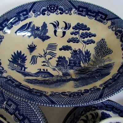 Misc Lot of Vintage Blue Willow Dishes, Japan