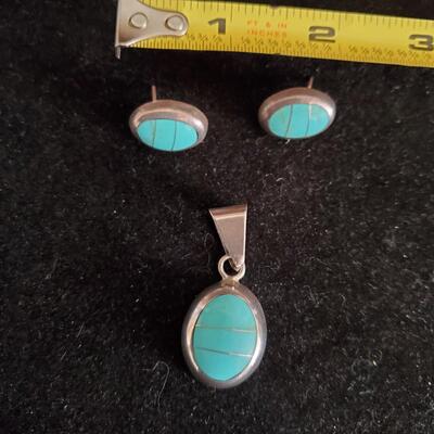 Matched Pendant and Pierced earrings