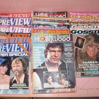 MS  Lot of 32 1970s Hollywood Magazines Rona Barrett's Hollywood + Gossip + Preview