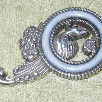 MS Scandinavian Style Bird Brooch Pin Hearts 3"
