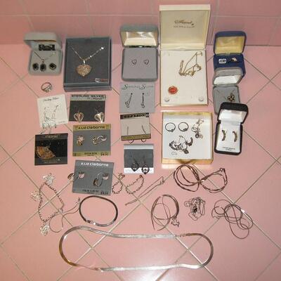 MS Collection of Sterling Silver & Gold Filled Jewelry Necklaces Earrings Pendants Rings