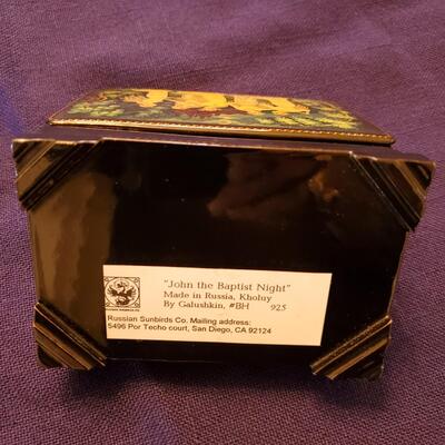 Russian Sunbirds Black Lacquer Treasure Box