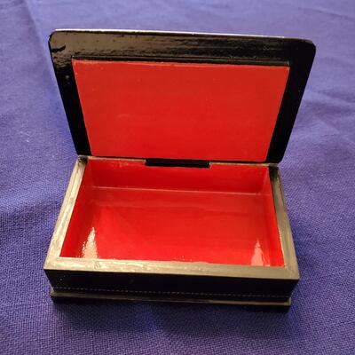 Russian Sunbirds Black Lacquer Treasure Box