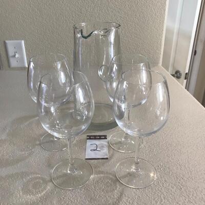 Crystal Wine Glasses & Pitcher