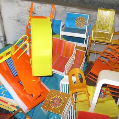 MS Large Collection Mattel Barbie & Ken Dolls Furniture Cloths Tables Chairs Pool 1960s & 70s