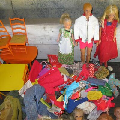 MS Large Collection Mattel Barbie & Ken Dolls Furniture Cloths Tables Chairs Pool 1960s & 70s