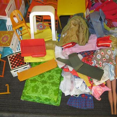 MS Large Collection Mattel Barbie & Ken Dolls Furniture Cloths Tables Chairs Pool 1960s & 70s