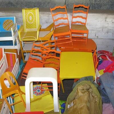 MS Large Collection Mattel Barbie & Ken Dolls Furniture Cloths Tables Chairs Pool 1960s & 70s