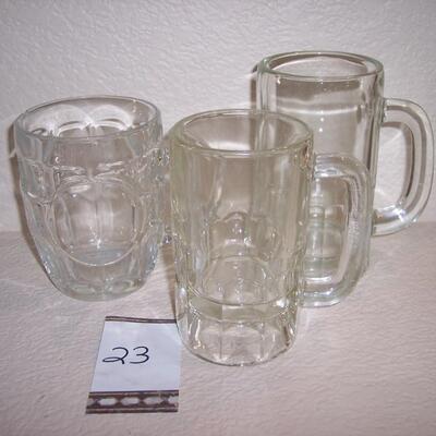 Lot of 3 Glass Mugs