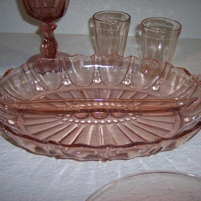 Lot of 5 pieces Pink Depression Glass