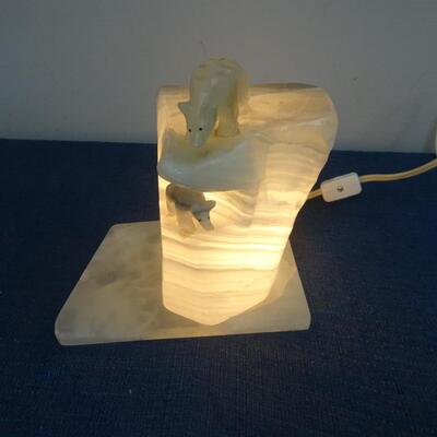 LOT 182. LIGHT UP STONE POLAR BEAR LAMP