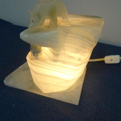 LOT 182. LIGHT UP STONE POLAR BEAR LAMP