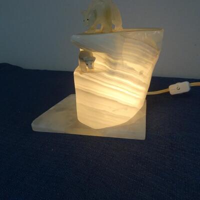 LOT 182. LIGHT UP STONE POLAR BEAR LAMP