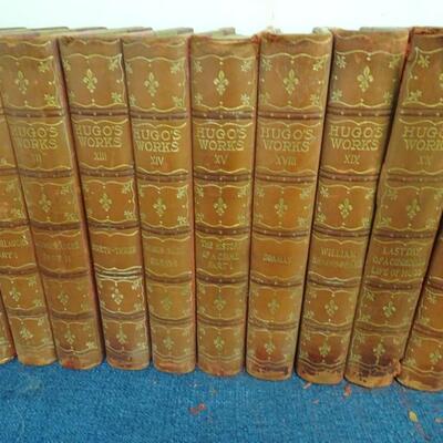 LOT 197. LEATHER BOOKS COLLECTION " HUGO'S WORKS"