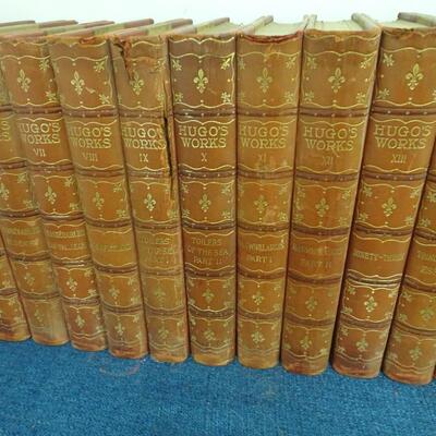 LOT 197. LEATHER BOOKS COLLECTION " HUGO'S WORKS"