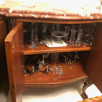 Traditional Italian Marble Top Buffet Sideboard