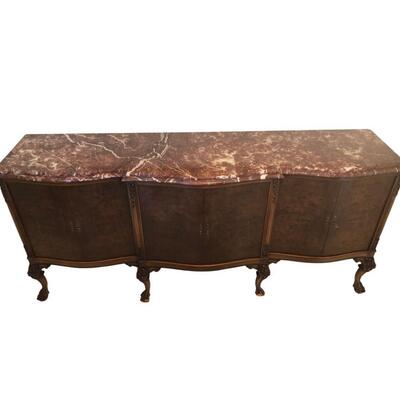 Traditional Italian Marble Top Buffet Sideboard