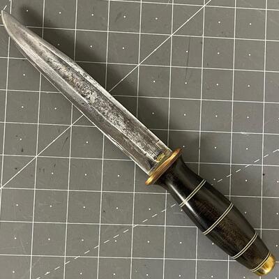 #9  Vintage Wood Handled Dagger / Brass Pommel 