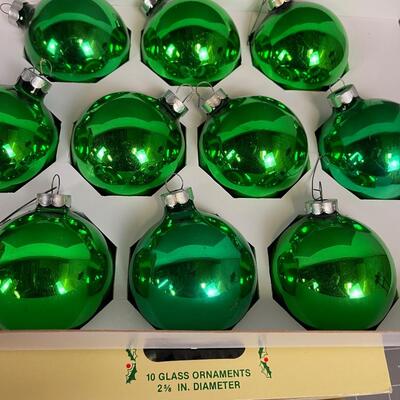 #21 2 Packages of Holly Glass Ornaments 2-5/8 Size