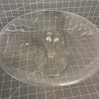 #29 Etched Glass Cake Plate with Dome Lid 