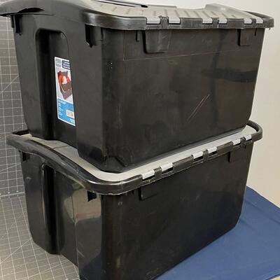 #78 Storage Tubs 2 Pair Black with Solid Lidded Crate lid 