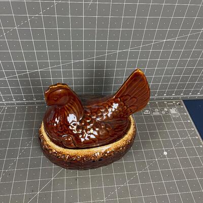 #79 Lidded Chicken in a basket Dish, Hull Drip Edge Bake N Serve 