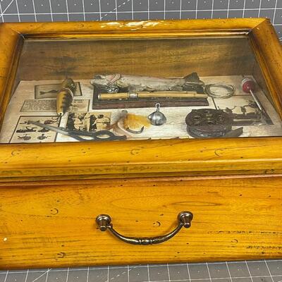 #145 Fishing Shadow Box & Drawer for Desk Top / Dresser 