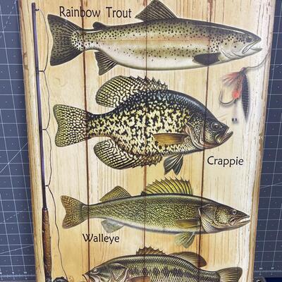 #150 Fishing Sign on Fiber Board