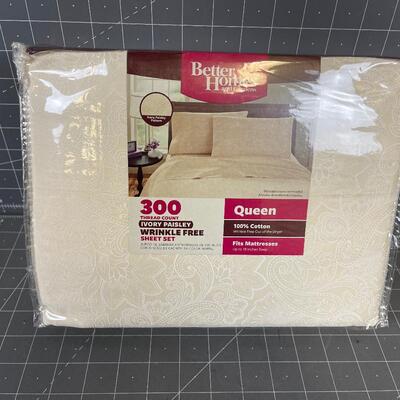 #164 Brand new Queen Sheet Set Ivory Paisley 