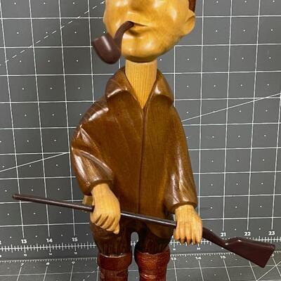 #172 Carved Wooden Hunter figure 